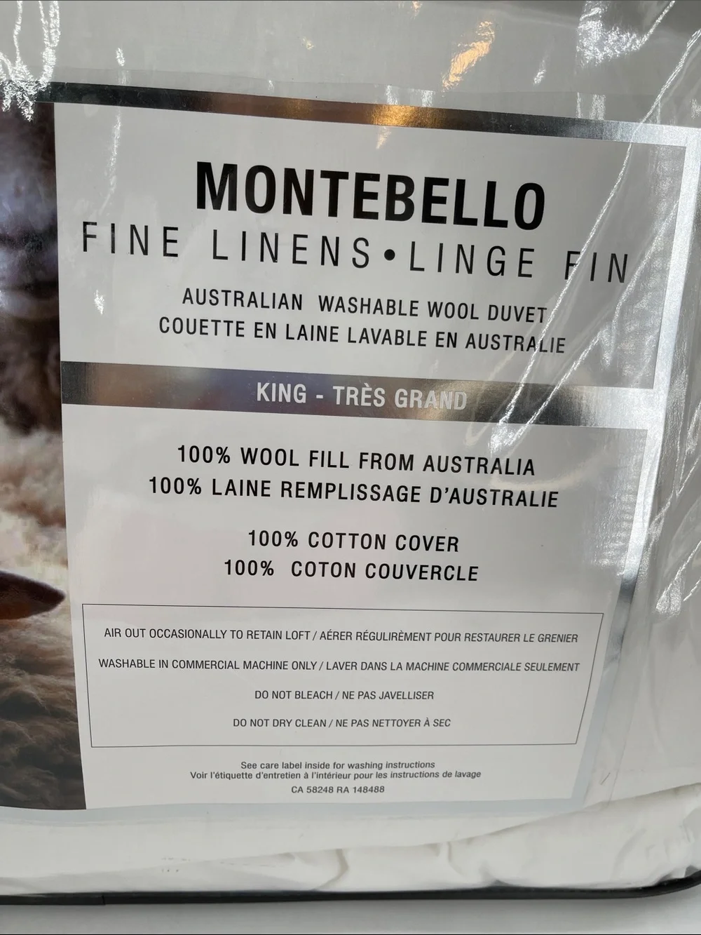 Montebello Australian Washable Wool Duvet Insert New In Bag